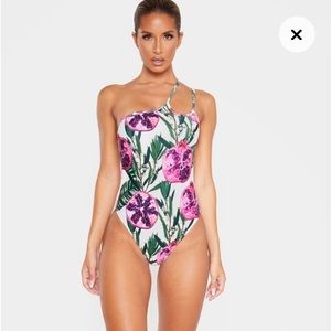 BRAND NEW PLT Asymmetrical pomegranate swimsuit